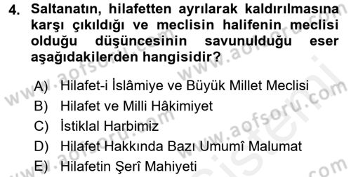 Atatürk İlkeleri Ve İnkılap Tarihi 2 Dersi 2015 - 2016 Yılı (Vize) Ara Sınav Soruları 4. Soru