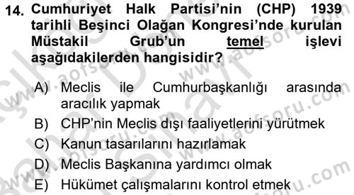 Atatürk İlkeleri Ve İnkılap Tarihi 2 Dersi 2015 - 2016 Yılı (Final) Dönem Sonu Sınav Soruları 14. Soru