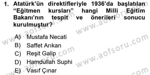 Atatürk İlkeleri Ve İnkılap Tarihi 2 Dersi 2016 - 2017 Yılı 3 Ders Sınav Soruları 1. Soru