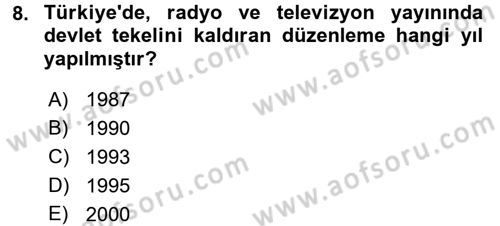 Atatürk İlkeleri Ve İnkılap Tarihi 2 Dersi 2016 - 2017 Yılı 3 Ders Sınav Soruları 8. Soru