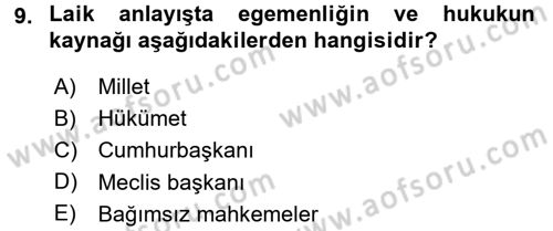 Atatürk İlkeleri Ve İnkılap Tarihi 2 Dersi 2016 - 2017 Yılı 3 Ders Sınav Soruları 9. Soru