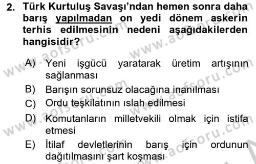 Atatürk İlkeleri Ve İnkılap Tarihi 2 Dersi 2016 - 2017 Yılı (Vize) Ara Sınav Soruları 2. Soru