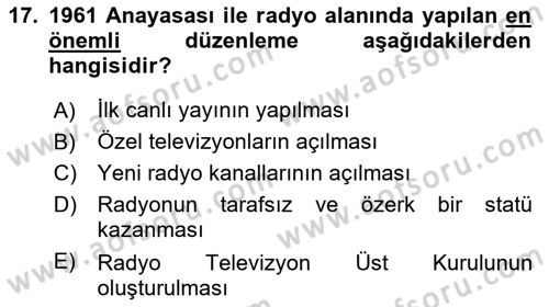Atatürk İlkeleri Ve İnkılap Tarihi 2 Dersi 2018 - 2019 Yılı 3 Ders Sınav Soruları 17. Soru