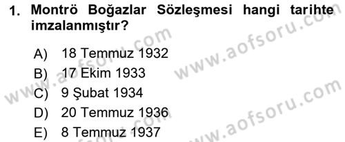 Atatürk İlkeleri Ve İnkılap Tarihi 2 Dersi 2018 - 2019 Yılı (Final) Dönem Sonu Sınav Soruları 1. Soru