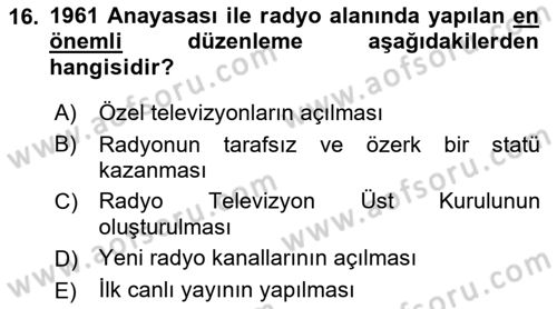 Atatürk İlkeleri Ve İnkılap Tarihi 2 Dersi 2018 - 2019 Yılı (Final) Dönem Sonu Sınav Soruları 16. Soru