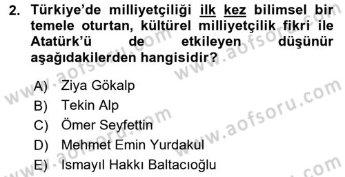 Atatürk İlkeleri Ve İnkılap Tarihi 2 Dersi 2018 - 2019 Yılı (Final) Dönem Sonu Sınav Soruları 2. Soru
