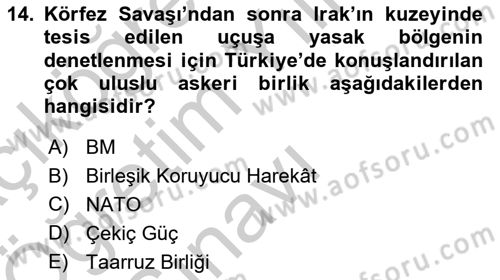 Atatürk İlkeleri Ve İnkılap Tarihi 2 Dersi 2018 - 2019 Yılı Yaz Okulu Sınav Soruları 14. Soru