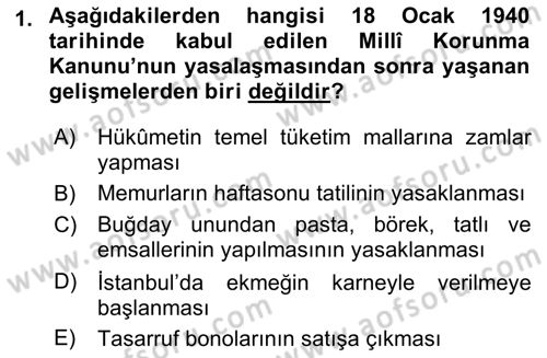 Atatürk İlkeleri Ve İnkılap Tarihi 2 Dersi 2021 - 2022 Yılı (Vize) Ara Sınav Soruları 1. Soru