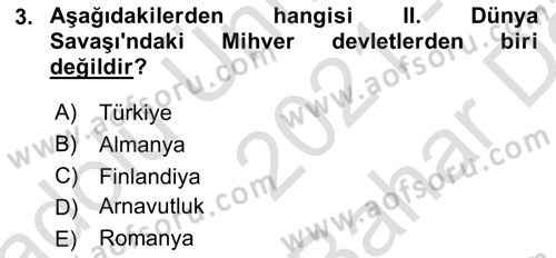 Atatürk İlkeleri Ve İnkılap Tarihi 2 Dersi 2021 - 2022 Yılı (Vize) Ara Sınav Soruları 3. Soru