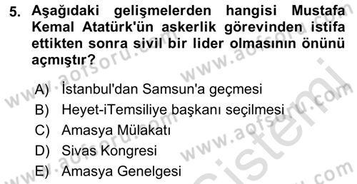 Atatürk İlkeleri Ve İnkılap Tarihi 2 Dersi 2021 - 2022 Yılı (Vize) Ara Sınav Soruları 5. Soru