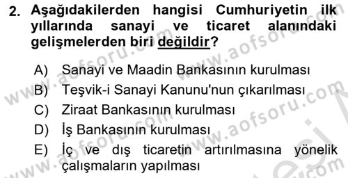 Atatürk İlkeleri Ve İnkılap Tarihi 2 Dersi 2022 - 2023 Yılı (Vize) Ara Sınav Soruları 2. Soru
