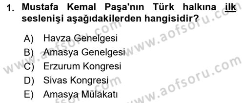 Atatürk İlkeleri Ve İnkılap Tarihi 2 Dersi 2023 - 2024 Yılı (Vize) Ara Sınav Soruları 1. Soru