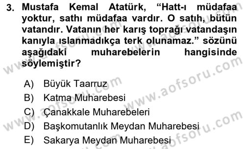 Atatürk İlkeleri Ve İnkılap Tarihi 2 Dersi 2023 - 2024 Yılı (Vize) Ara Sınav Soruları 3. Soru