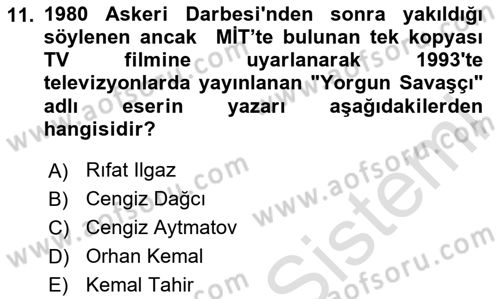 Atatürk İlkeleri Ve İnkılap Tarihi 2 Dersi 2023 - 2024 Yılı (Final) Dönem Sonu Sınav Soruları 11. Soru