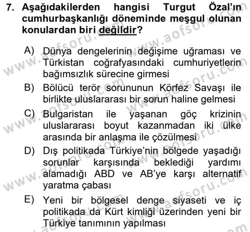 Atatürk İlkeleri Ve İnkılap Tarihi 2 Dersi 2023 - 2024 Yılı (Final) Dönem Sonu Sınav Soruları 7. Soru