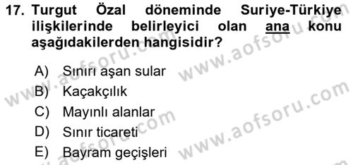 Atatürk İlkeleri Ve İnkılap Tarihi 2 Dersi 2023 - 2024 Yılı Yaz Okulu Sınav Soruları 17. Soru