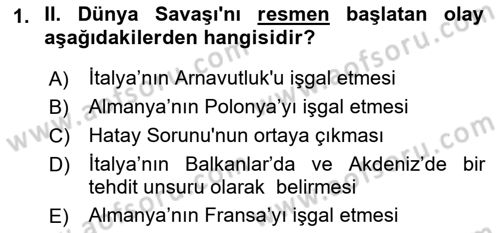 Atatürk İlkeleri Ve İnkılap Tarihi 2 Dersi 2024 - 2025 Yılı (Vize) Ara Sınav Soruları 1. Soru