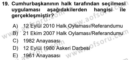 Atatürk İlkeleri Ve İnkılap Tarihi 2 Dersi 2024 - 2025 Yılı Yaz Okulu Sınav Soruları 19. Soru