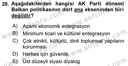 Atatürk İlkeleri Ve İnkılap Tarihi 2 Dersi 2025 - 2026 Yılı (Final) Dönem Sonu Sınav Soruları 20. Soru