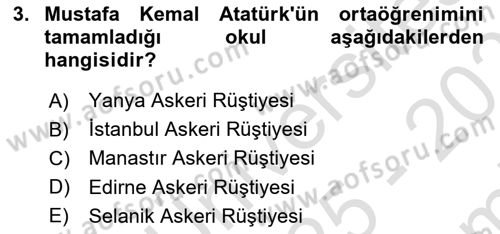 Atatürk İlkeleri Ve İnkılap Tarihi 2 Dersi 2025 - 2026 Yılı (Final) Dönem Sonu Sınav Soruları 3. Soru