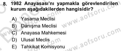 Atatürk İlkeleri Ve İnkılap Tarihi 2 Dersi 2025 - 2026 Yılı (Final) Dönem Sonu Sınav Soruları 8. Soru