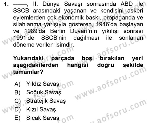 Atatürk İlkeleri Ve İnkılap Tarihi 2 Dersi 2025 - 2026 Yılı Yaz Okulu Sınav Soruları 1. Soru