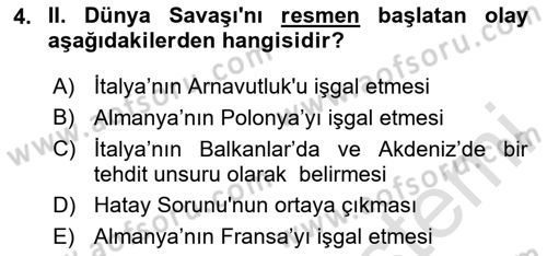 Atatürk İlkeleri Ve İnkılap Tarihi 2 Dersi 2025 - 2026 Yılı Yaz Okulu Sınav Soruları 4. Soru