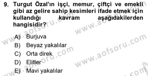 Atatürk İlkeleri Ve İnkılap Tarihi 2 Dersi 2025 - 2026 Yılı Yaz Okulu Sınav Soruları 9. Soru