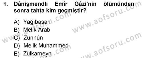 Ortaçağ ve Yeniçağ Türk Devletleri Tarihi Dersi Ara Sınavı Deneme Sınav Soruları 1. Soru