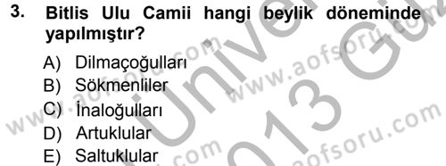Ortaçağ ve Yeniçağ Türk Devletleri Tarihi Dersi Ara Sınavı Deneme Sınav Soruları 3. Soru