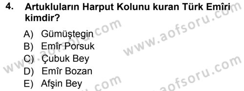 Ortaçağ ve Yeniçağ Türk Devletleri Tarihi Dersi Ara Sınavı Deneme Sınav Soruları 4. Soru