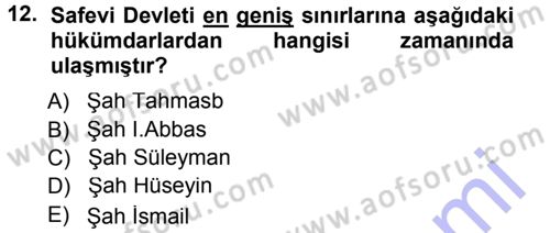 Ortaçağ ve Yeniçağ Türk Devletleri Tarihi Dersi 2012 - 2013 Yılı (Final) Dönem Sonu Sınav Soruları 12. Soru