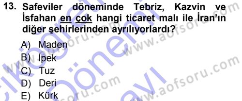 Ortaçağ ve Yeniçağ Türk Devletleri Tarihi Dersi 2012 - 2013 Yılı (Final) Dönem Sonu Sınavı 13. Soru