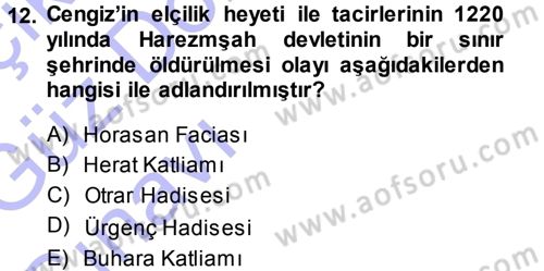 Ortaçağ ve Yeniçağ Türk Devletleri Tarihi Dersi 2013 - 2014 Yılı (Vize) Ara Sınavı 12. Soru