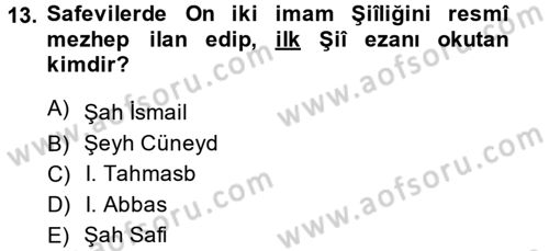 Ortaçağ ve Yeniçağ Türk Devletleri Tarihi Dersi 2013 - 2014 Yılı (Final) Dönem Sonu Sınav Soruları 13. Soru