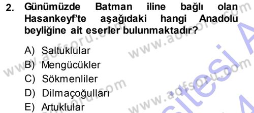 Ortaçağ ve Yeniçağ Türk Devletleri Tarihi Dersi 2013 - 2014 Yılı (Final) Dönem Sonu Sınavı 2. Soru