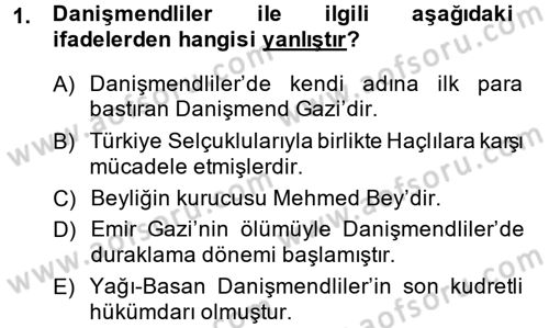 Ortaçağ ve Yeniçağ Türk Devletleri Tarihi Dersi 2014 - 2015 Yılı (Vize) Ara Sınav Soruları 1. Soru