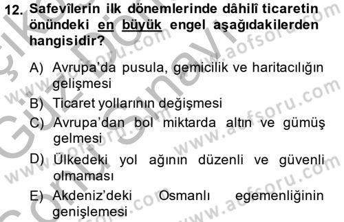 Ortaçağ ve Yeniçağ Türk Devletleri Tarihi Dersi 2014 - 2015 Yılı (Final) Dönem Sonu Sınav Soruları 12. Soru