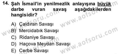 Ortaçağ ve Yeniçağ Türk Devletleri Tarihi Dersi 2014 - 2015 Yılı (Final) Dönem Sonu Sınav Soruları 14. Soru