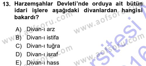Ortaçağ ve Yeniçağ Türk Devletleri Tarihi Dersi Ara Sınavı Deneme Sınav Soruları 13. Soru