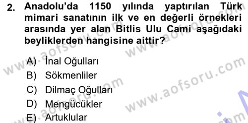 Ortaçağ ve Yeniçağ Türk Devletleri Tarihi Dersi 2015 - 2016 Yılı (Vize) Ara Sınavı 2. Soru