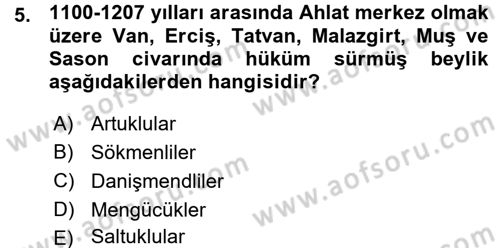 Ortaçağ ve Yeniçağ Türk Devletleri Tarihi Dersi 2015 - 2016 Yılı (Vize) Ara Sınavı 5. Soru