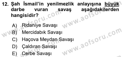 Ortaçağ ve Yeniçağ Türk Devletleri Tarihi Dersi 2015 - 2016 Yılı (Final) Dönem Sonu Sınav Soruları 12. Soru