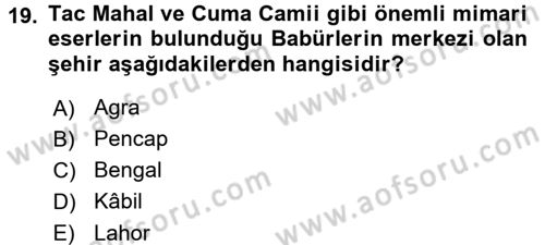 Ortaçağ ve Yeniçağ Türk Devletleri Tarihi Dersi 2015 - 2016 Yılı (Final) Dönem Sonu Sınav Soruları 19. Soru