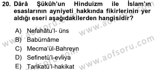 Ortaçağ ve Yeniçağ Türk Devletleri Tarihi Dersi 2015 - 2016 Yılı (Final) Dönem Sonu Sınav Soruları 20. Soru
