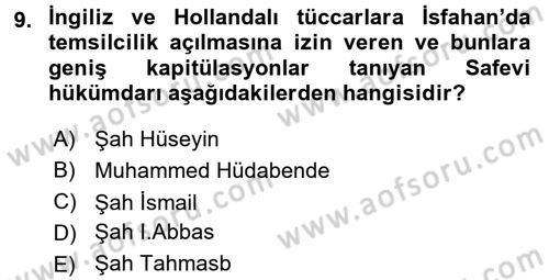 Ortaçağ ve Yeniçağ Türk Devletleri Tarihi Dersi 2015 - 2016 Yılı (Final) Dönem Sonu Sınav Soruları 9. Soru
