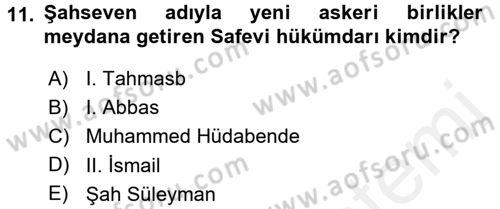 Ortaçağ ve Yeniçağ Türk Devletleri Tarihi Dersi 2016 - 2017 Yılı (Final) Dönem Sonu Sınav Soruları 11. Soru