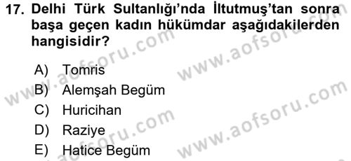 Ortaçağ ve Yeniçağ Türk Devletleri Tarihi Dersi 2016 - 2017 Yılı (Final) Dönem Sonu Sınav Soruları 17. Soru