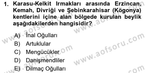 Ortaçağ ve Yeniçağ Türk Devletleri Tarihi Dersi Ara Sınavı Deneme Sınav Soruları 1. Soru