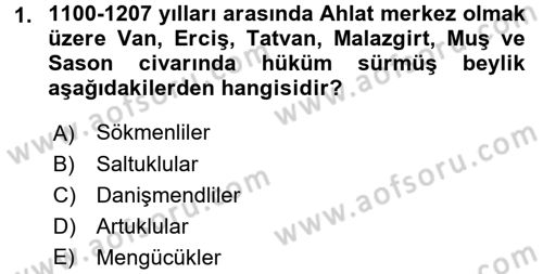 Ortaçağ ve Yeniçağ Türk Devletleri Tarihi Dersi 2017 - 2018 Yılı (Final) Dönem Sonu Sınav Soruları 1. Soru